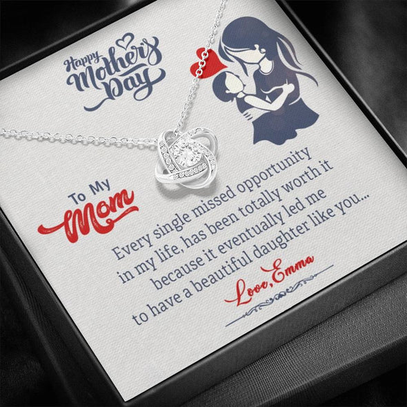 To My Mom, Life Has Been Totally Worth It, Knot Pendant For Mom, Necklace With Message Card, Happy Mother's Day, Gift Ideas For Mother/Daughter's, Birthday