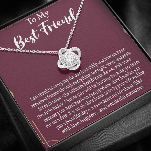 To My Bestie, We cheer And Smile For Each Other, Gift For Friend, BFF Gift, Friendship Gift, Friendship Necklace, Best Friend Gift, Knot Necklace, Happy Wedding Day