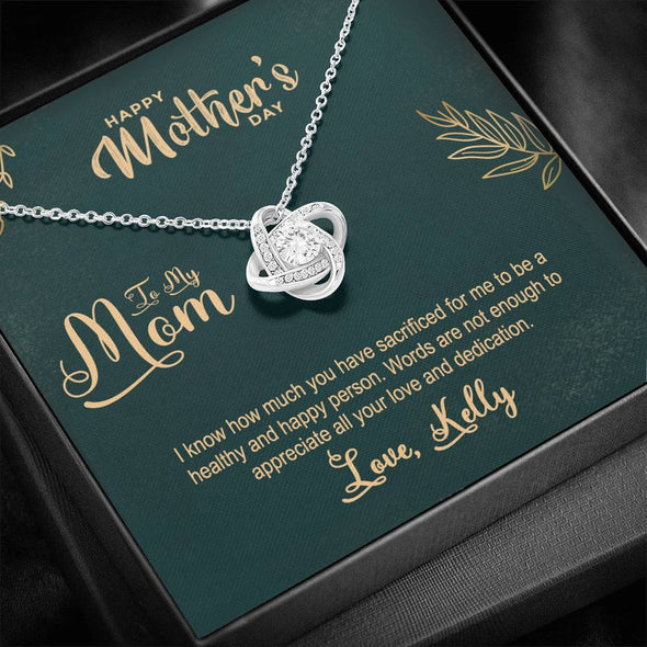 To My Mom, Words Are Not Enough To Appreciate All Your Love, Necklace With Message Card, Silver Knot Pendant, Gift Ideas For Mom, Customized Necklace, Birthday