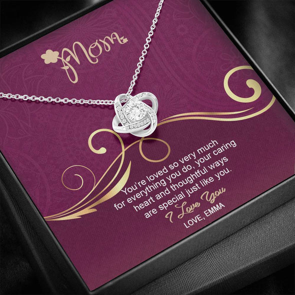 To My Mom, Your Caring Heart And Thoughtful Ways Are Special Just Like You, Custom Pendant, Silver Necklace With Message Card, Anniversary, Birthday, Christmas