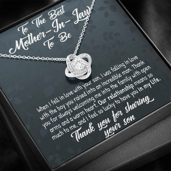 Dear Mom, Thank You For Sharing Your Son, Future Mother In Law Necklace With Message Card, Mother Day Necklace, Ideas For Her, Knot Necklace, Birthday Gift, Christmas Gift