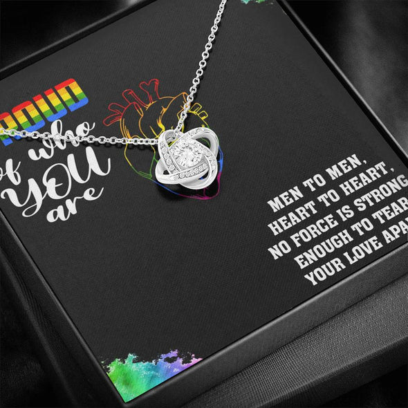 Gay pride jewelry, Proud Of Who You Are, Love is Love Jewelry, Necklace For LGBT Couples, Knot Necklace, Love Equality Jewelry, Pride Month Gift, Scripted Love Necklace