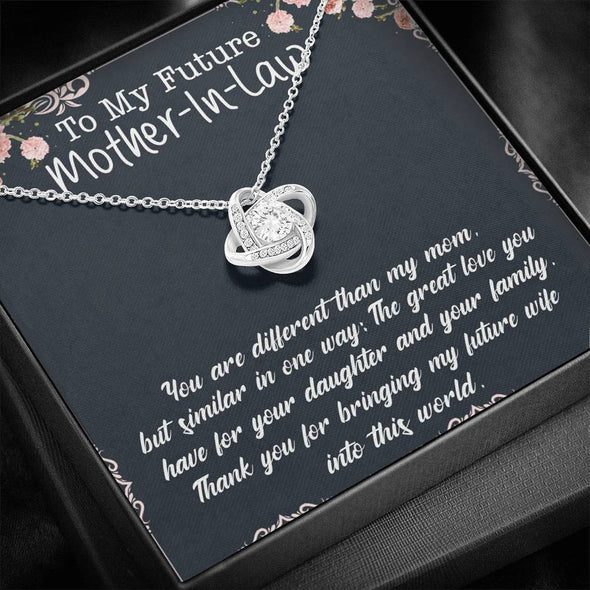 You Ae Different Then My Mom, Future Mother In Law Necklace With Message Card, Mother Day Necklace, Ideas For Her, Knot Necklace, Birthday Gift, Christmas Gift