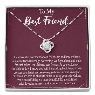 To My Bestie, We cheer And Smile For Each Other, Gift For Friend, BFF Gift, Friendship Gift, Friendship Necklace, Best Friend Gift, Knot Necklace, Happy Wedding Day