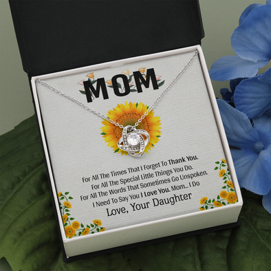 Mom, Love Knot Necklace With I Need To Say You I Love You Message Card, Anniversary, Mother's Day Gift From Daughter, Birthday, Pendant For Her, Jewelry For Her