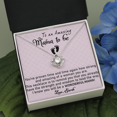 To An Amazing Mama To Be, Love Knot Necklace, Customized Pendant For Newly Mom, Birthday, Mother's Day, Christmas, Anniversary, Gift For Her Valentine's Day, Jewelry For Mom