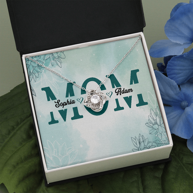 Mom Customized Pendant, Love Knot Necklace, Customized Pendant For Her, Birthday Gift, Christmas, Anniversary, Gift For Her, Valentine's Day, Jewelry For Her