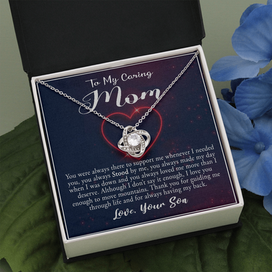 Caring Mom, Love Knot Necklace, Necklace For Her From Her Son, Birthday, Anniversary, Christmas, Mother's Day, Pendant For Her, Jewelry For Her, Gift For Her From Her Son