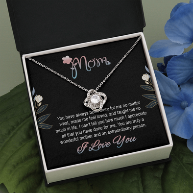 Mom, Love Knot Necklace With You Are Truly A Wonderful Mother and An Extraordinary Person Message Card, Mother's Day Gift, Birthday, Anniversary, Pendant For Her, Jewelry For Her