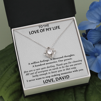 To Love Of My Life, Love Knot Necklace, Customized Pendant For Her, Birthday Gift, Christmas, Anniversary, Gift For Her, Valentine's Day, Jewelry For Her