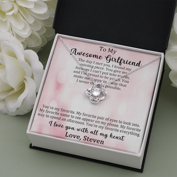 To My Awesome Girlfriend, Love Knot Necklace, Customized Pendant For Her, Birthday Gift, Christmas, Anniversary, Gift For Her, Valentine's Day, Jewelry For Her