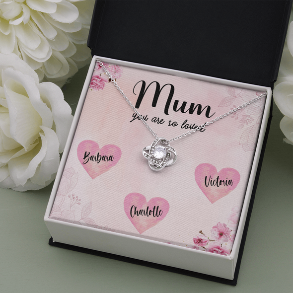 Mum Customized Pendant, Love Knot Necklace, Customized Pendant For Her, Mother's Day Gift, Birthday Gift, Christmas, Anniversary, Gift For Her, Valentine's Day, Jewelry For Her