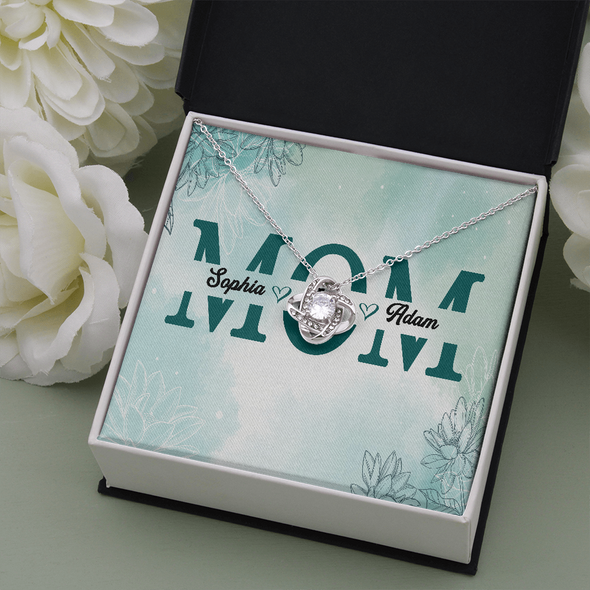Mom Customized Pendant, Love Knot Necklace, Customized Pendant For Her, Birthday Gift, Christmas, Anniversary, Gift For Her, Valentine's Day, Jewelry For Her