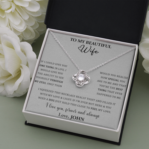 To My Beautiful Wife, Love Knot Necklace, Customized Pendant For Her, Birthday Gift, Christmas, Anniversary, Gift For Her, Valentine's Day, Jewelry For Her