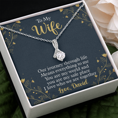 To My Beautiful Wife, Alluring Beauty Necklace With I Love Who We Are Together Message Card, Pendant For Her, Jewelry For Her, Anniversary, Birthday, Gift For Her, Customized Message Card