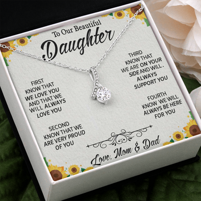 To Our Daughter, Alluring Beauty Necklace With Know That We Are Proud Of You Message Card, Daughter's Day, Birthday Gift For Her, Pendant For Her, Necklace For Her, Jewelry For Her