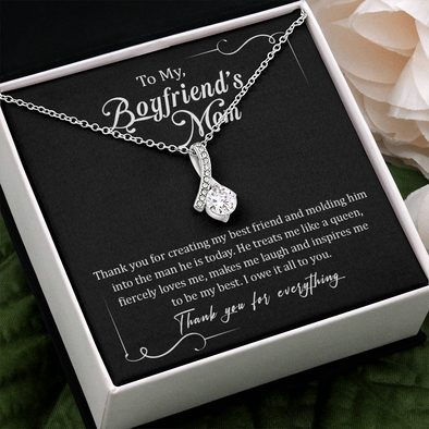 To My Boyfriend's Mom, Alluring Beauty Necklace With Thanks You For Everything Message Card, Mother's Day Gift, Birthday, Anniversary, Pendant For Her, Jewelry For Her