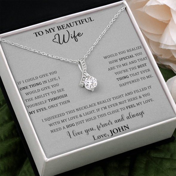 To My Beautiful Wife, Alluring Beauty Necklace, Customized Pendant For Her, Birthday Gift, Christmas, Anniversary, Gift For Her, Valentine's Day, Jewelry For Her