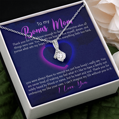 To My Bonus Mom, Alluring Beauty Necklace, Mother’s Day Gift Pendant For Her, Christmas, Birthday, Anniversary, Gift For Her, Jewelry For Her, Necklace For Her