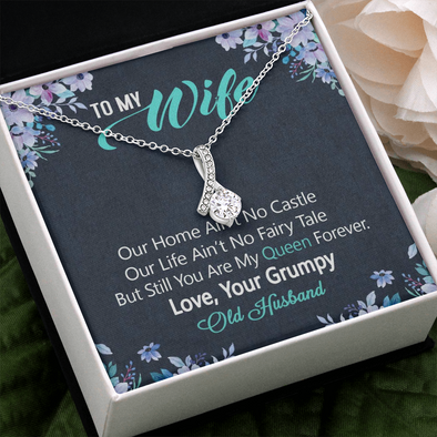 To My Wife, Alluring Beauty Necklace With You Are My Queen Forever Message Card, Jewelry For Her, Anniversary, Birthday, Gift For Her, Pendant For Her