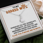 Wife Necklace Gift From Husband To My Badass Wife Alluring Beauty Pendant Valentines Day Anniversary Jewelry with Message Card and Gift Box. Gift for Wife. Necklace Gift Set for Wife