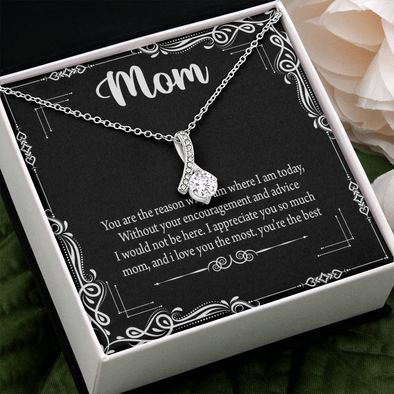 Mom, Alluring Beauty Necklace With I Love You The Most You're The Best Message Card, Mother's Day Gift, Birthday, Anniversary, Pendant For Her, Jewelry For Her