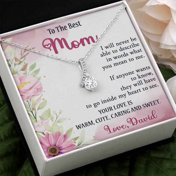 To The Best Mom, Alluring Beauty Necklace, Gift For Mom, Mother's Day Special Gift, Mom's Birthday Gift, Custom Pendant for Mom, Necklace for Mom, Precious Gift For Mom