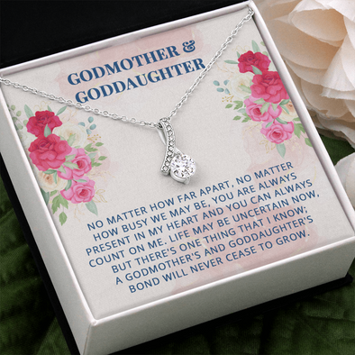 To My Godmother, Alluring Beauty Necklace With Our Bond Will Never Cease To Grow Message Card, Mother's Day Gift, Pendant For Her, Birthday, Anniversary, Gift For Her, Jewelry For Her