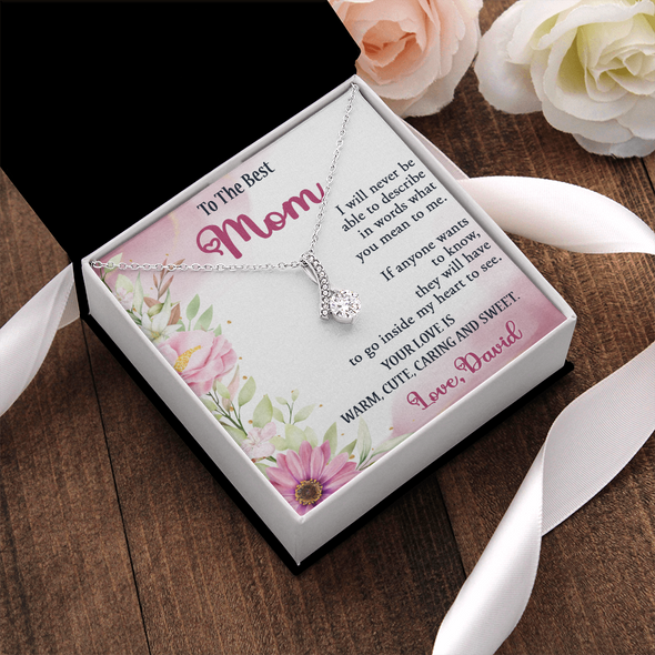 To The Best Mom, Alluring Beauty Necklace, Gift For Mom, Mother's Day Special Gift, Mom's Birthday Gift, Custom Pendant for Mom, Necklace for Mom, Precious Gift For Mom