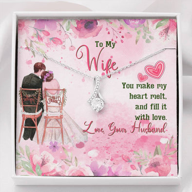 To My Wife Alluring Beauty Necklace, Silver Pendant For Wife, To My Wife You Make My Heart Melt And Fill It With Love Silver Pendant, Couple Collection, Jewelry For Her, Valentine's Day And Birthday Gift