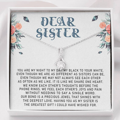 Dear Sister, You Are My Night To My Day, Necklace With Message Card, Alluring Beauty Necklace, Raksha Bandhan Gift, Gift Ideas For Sister, Birthday Gift