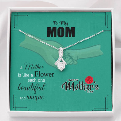 To My Mom, Happy Mother's Day To My Beautiful And Unique Mom, Jewelry For Her, Silver Pendant For Mom, Necklace With Message Card, Alluring Beauty Necklace