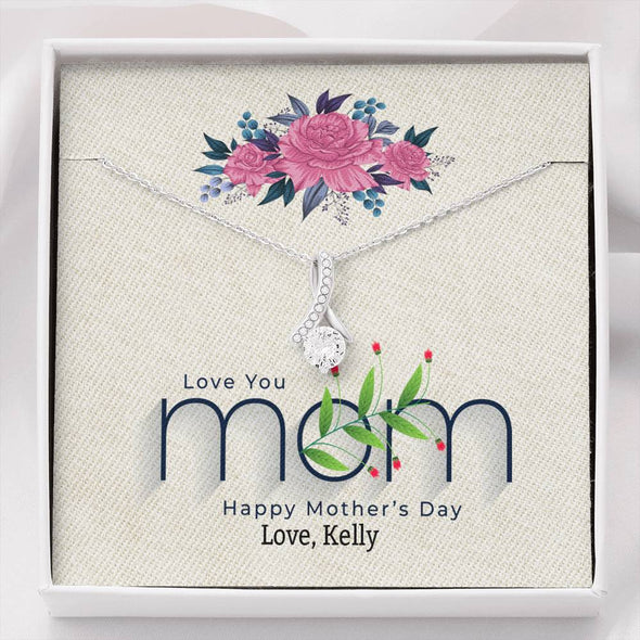 To My Mom, Love You Mom, Silver Alluring Beauty Necklace, Gift Ideas For Mom, Customized Necklace, Happy Mother's Day, Birthday, Necklace With Message Card