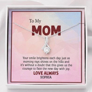 To My Mom, I love You Mom, Necklace With Message Card, Customized Necklace, Silver Alluring Beauty Necklace, Gift Ideas For Mom, Happy Mother's Day