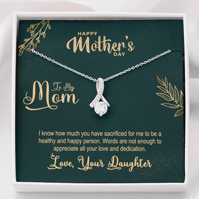 To My Mom, Words Are Not Enough To Appreciate All Your Love And Dedication, Necklace With Message Card, Alluring Beauty Necklace, Jewelry For Her, Silver Pendant