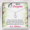 To My Daughter, You Will Always Find Me Right Here For You, Alluring Beauty Necklace, Customized Necklace, Silver Necklace With Message Card, Custom Pendant