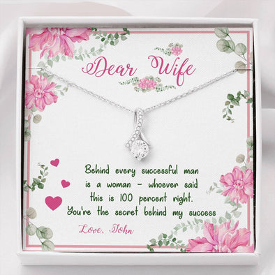 Customized Alluring Beauty Necklace, Pendant With Message Card For Wife, Gift For Valentine's Day, Birthday, Anniversary, Customized Silver Jewelry For Her
