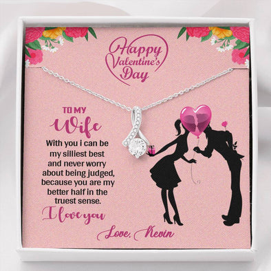 My Dear Wife, With You I Never Worry About Being Judged, Necklace With Message Card On Demand, Personalized Pendant, Alluring Beauty Necklace For Wife