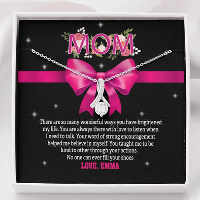 To My Mom, Your Words Of Strong Encouragements Helped In Believe In Myself, Silver Alluring Beauty Necklace, Gift Ideas For Mom, Customized Necklace, Happy Mother's Day