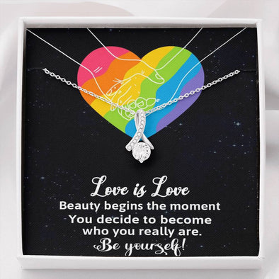 Dear Wife, Beauty Is Begins The Moment, Love For Wife, Alluring Beauty Necklace, Congratulations Gift, Jewelry For Wife, Wedding Necklace, Necklace For LGBT Couples