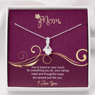 To My Mom, You're Loved So Very Much For Everything You Do, Jewelry For Her, Necklace With Message Card, Silver Pendant For Mom, Alluring Beauty Necklace