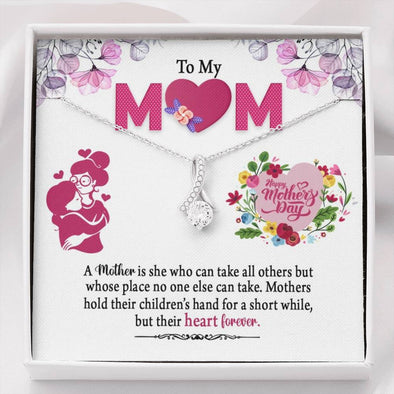 To My Mom, Mother's Hold Their Children's Heart Forever, Jewelry For Her, Silver Pendant For Mom, Necklace With Message Card, Alluring Beauty Necklace, Birthday