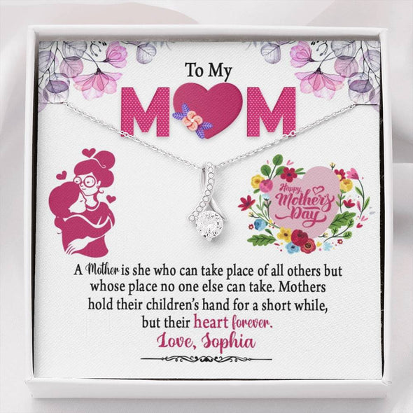 To My Mom, A Mother Is She Who Can Take Place Of All Others, Silver Alluring Beauty Necklace, Gift Ideas For Mom, Customized Necklace, Happy Mother's Day, Birthday