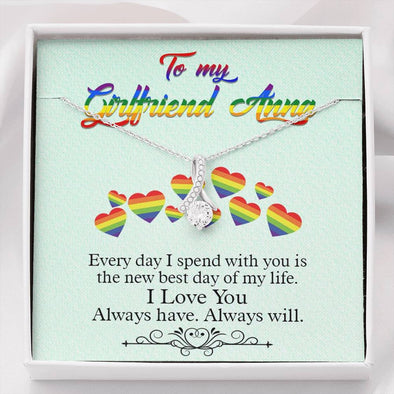 To My Girlfriend, Every Day I Spend With You Is The New Best Day Of My Life, Gold/Silver Necklace With Message Card, Couple Gifts, Jewelry For Her, Alluring Necklace