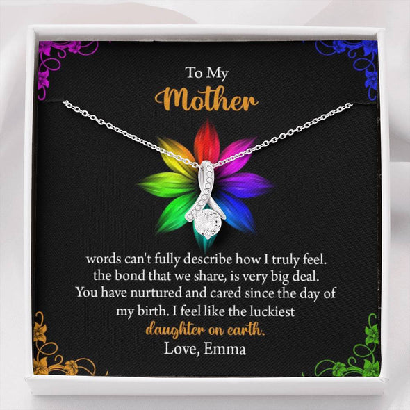 To My Mom, I Feel Like The Luckiest Daughter On Earth , Necklace With Message Card, Customized Necklace, Silver Alluring Beauty Necklace, Gift Ideas For Mom