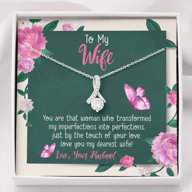 To My Wife Silver Pendant, Alluring Beauty Necklace, Love You My Dearest Wife Beauty Necklace For Wife, Couple Collection, Pendant For Her, Couple Jewelry,