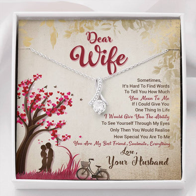Dear Wife You Are My Everything Alluring Beauty Necklace, Silver Pendant For Her, Necklace With Message Card, Gift For Valentine's Day, Birthday, Anniversary, Couple Collection