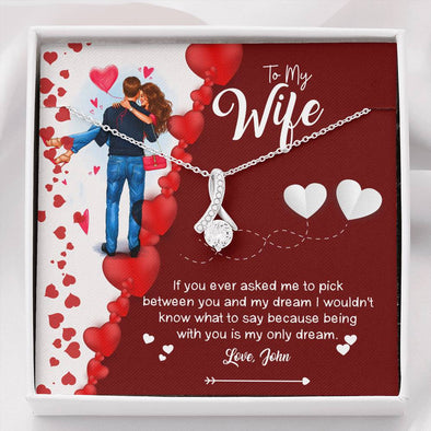 Custom Couple Gifts, Silver Pendant For Wife, Customized Alluring Beauty Necklace With Message Card, Gift For Birthday, Anniversary, Valentine's Day, Jewelry