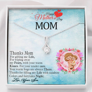 To My Mom, Thanks For Wiping Away My Fears, Silver Pendant For Mom, Necklace With Message Card, Happy Mother's Day, Gift Ideas For Mother, Jewelry For Her