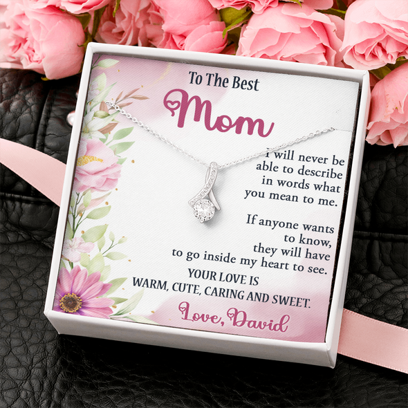To The Best Mom, Alluring Beauty Necklace, Gift For Mom, Mother's Day Special Gift, Mom's Birthday Gift, Custom Pendant for Mom, Necklace for Mom, Precious Gift For Mom